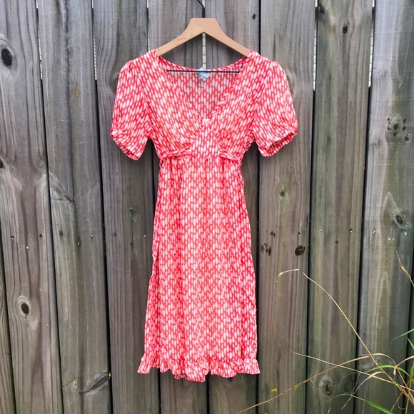 Merona Dresses & Skirts - Merona Dress- Orange/Cream Short Sleeve Dress -XS